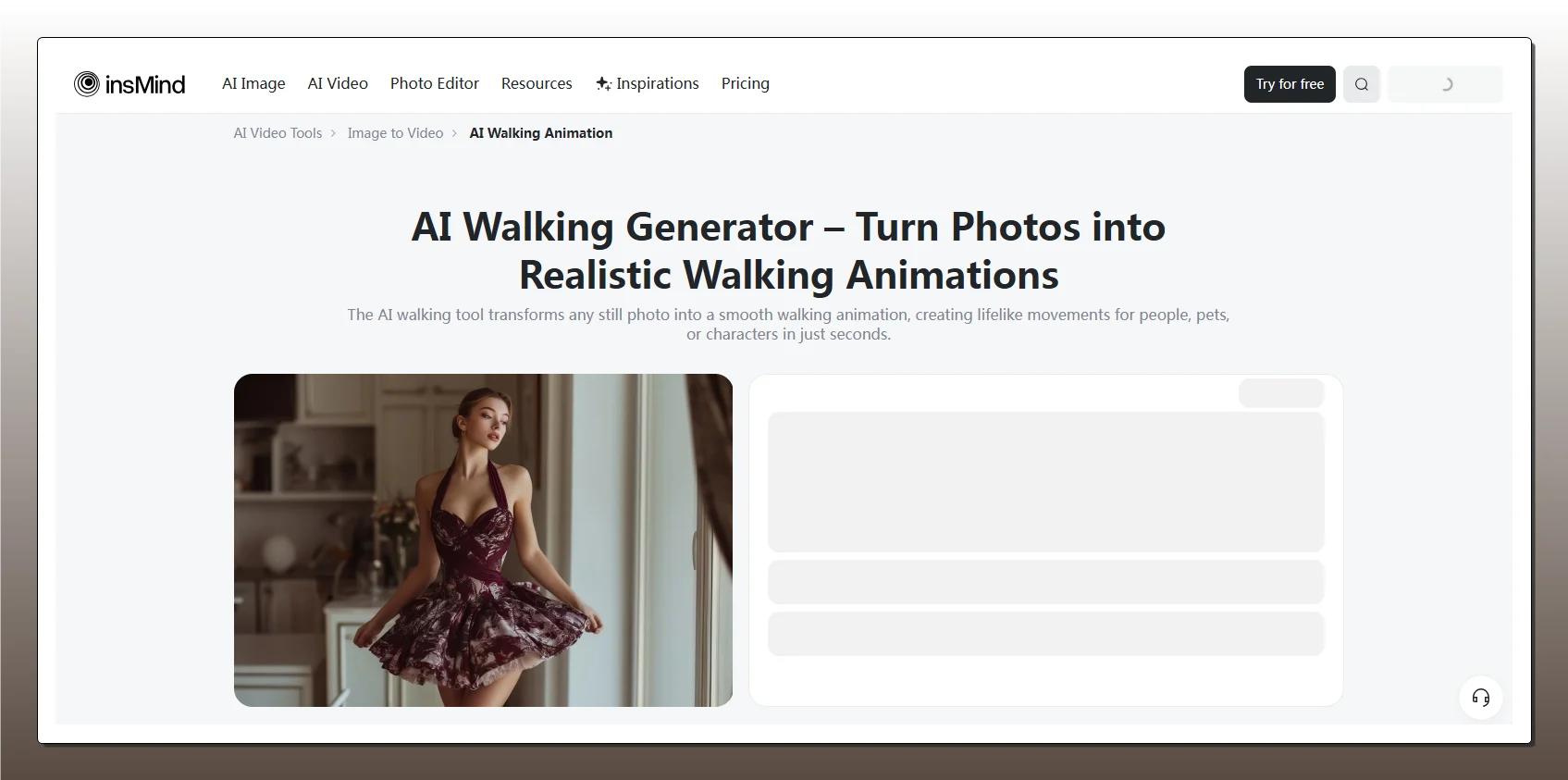 AI Walking Photo Effect: Φωτογραφία να Περπατάει με AI insmind AI Walking Generator