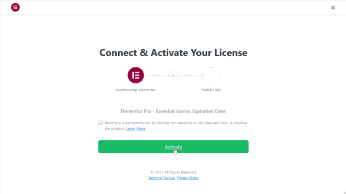 elementor εγκατάσταση activate your license