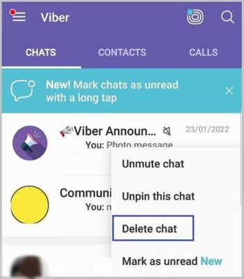 How do I delete Viber messages, the right way Διαγράφω ολόκληρη τη συνομιλία viber σε android