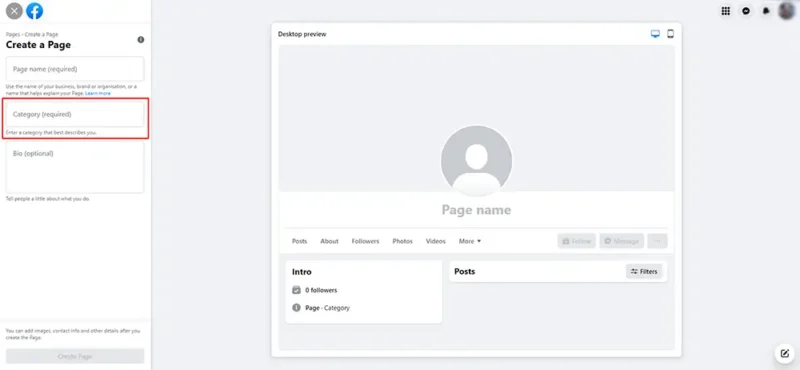 Πως δημιουργώ σελίδα στο facebook, οδηγός και 6 συμβουλές βήμα 3 κατηγορία σελίδα στο facebook