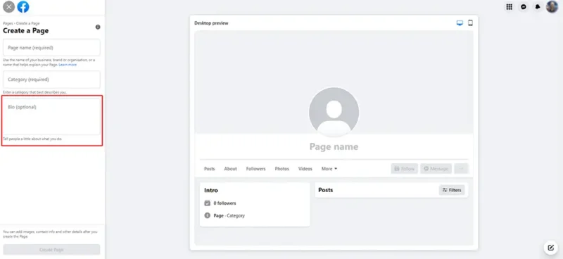 Πως δημιουργώ σελίδα στο facebook, οδηγός και 6 συμβουλές βήμα 4 βιογραφίκό σελίδα facebook