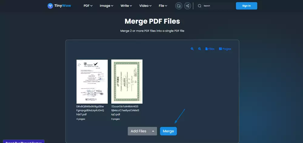 Τα καλύτερα εργαλεία για Συγχώνευση PDF, διαχωρισμό, συμπίεση και άλλα για το 2023 Πατάμε το κουμπί MERGE για την συγχώνευση 2 αρχείων pdf