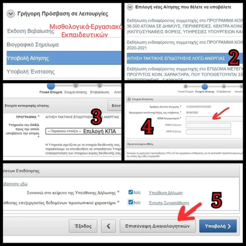 Βήματα υποβολή αίτησης