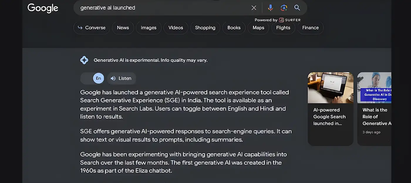 Κάντε κλικ στο "Δοκιμάστε ένα παράδειγμα" sge google
