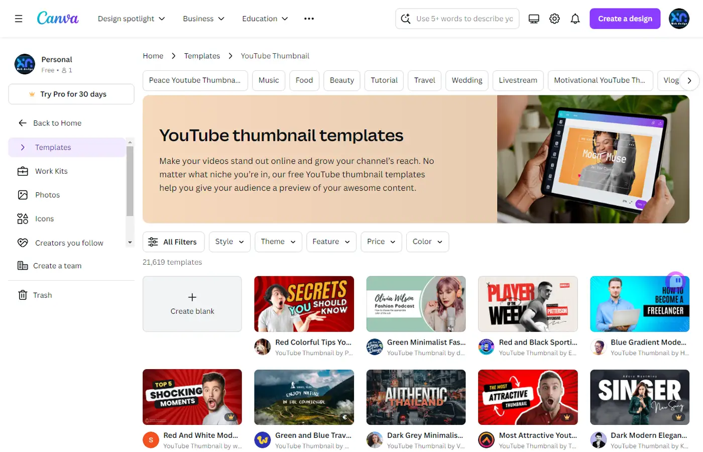 youtube thumbnail canva