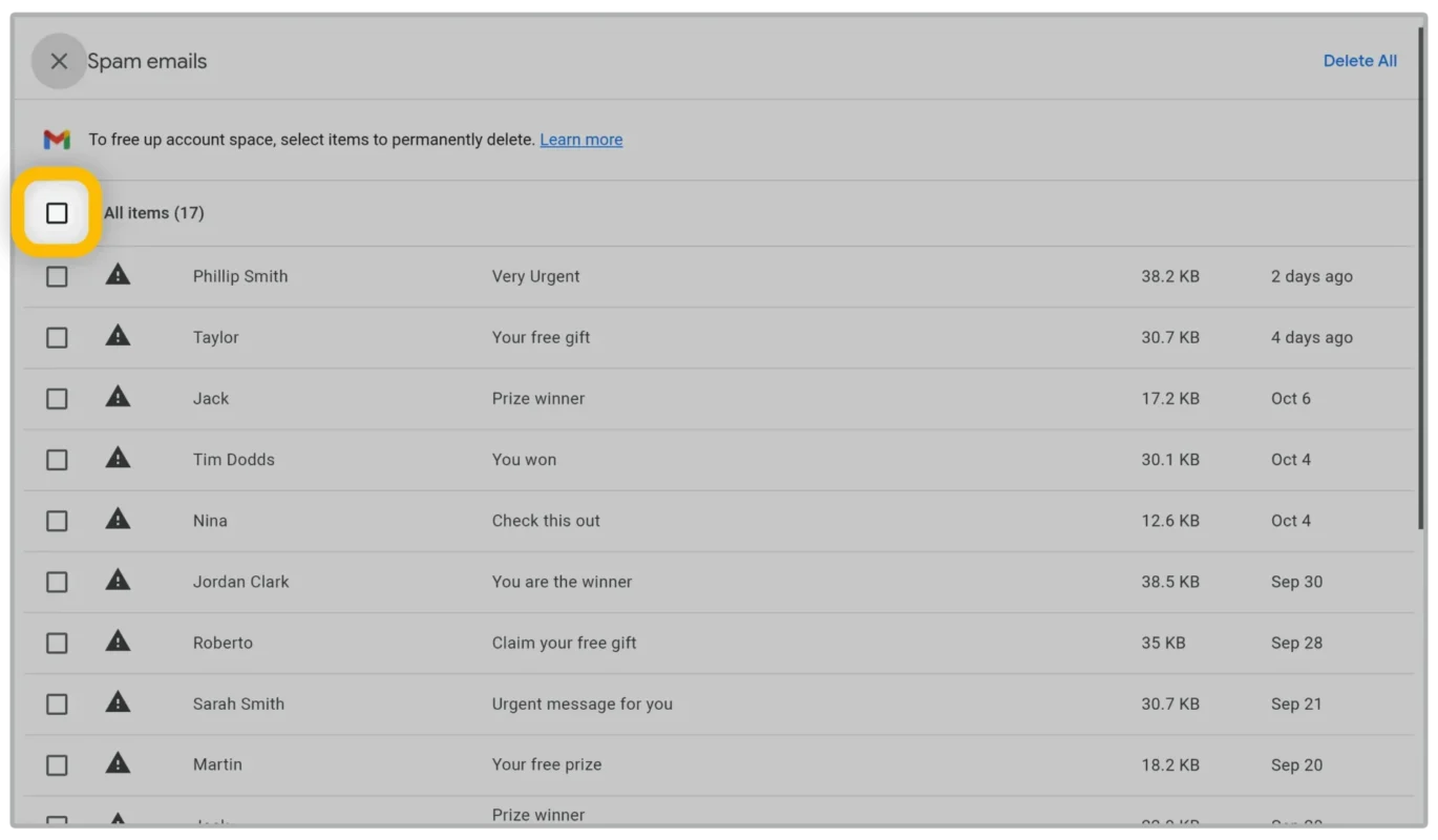 Γεμισε το gmail, δείτε πως γίνεται η απελευθέρωση χώρου στο gmail σας εύκολα Μόνιμη διαγραφή spam