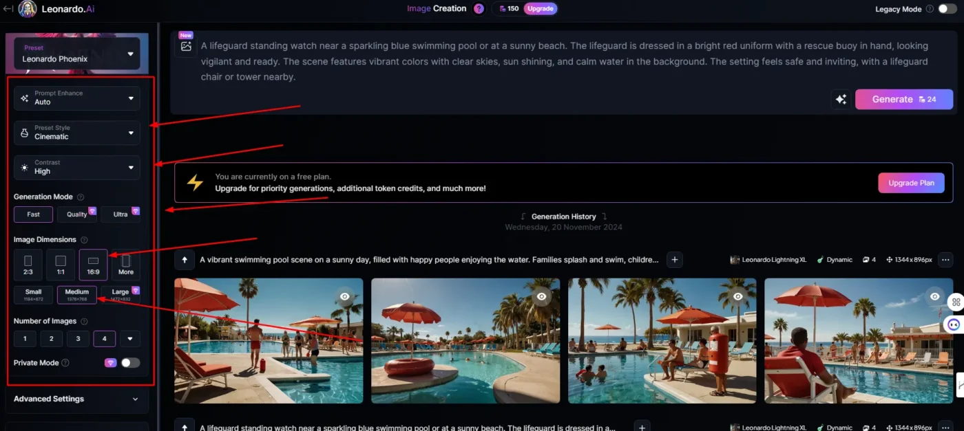 Leonardo AI settings