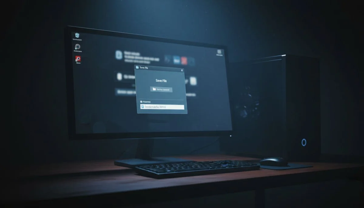 Παράθυρο διαλόγου αποθήκευσης του αρχείου bookmarks σε μορφή HTML στα Windows.