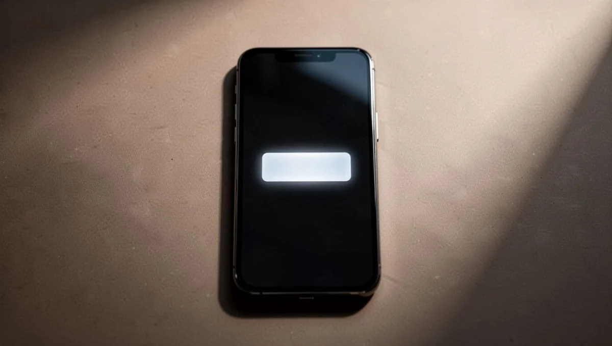 Top-down view of an iPhone displaying the highlighted Reset Network Settings option on a neutral background, cinematic style with strong contrast and dramatic lighting, ideal for hotspot troubleshooting guide.