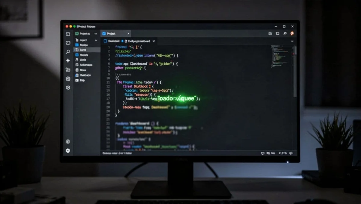 Dark-themed terminal in project folder runs Claude Code generating todo app dashboard with blurred success message.