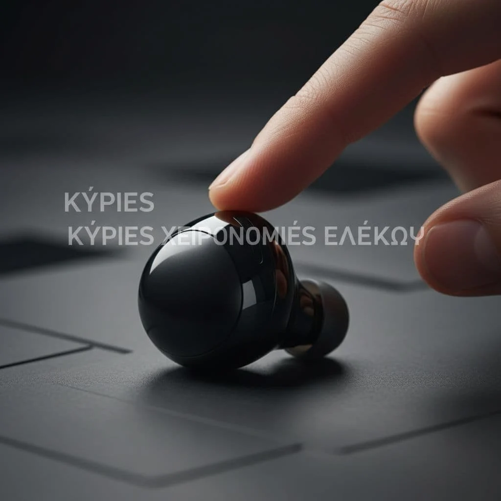 Close-up of one Samsung Galaxy Buds 4 Pro earbud with finger pinching side gesture pad.