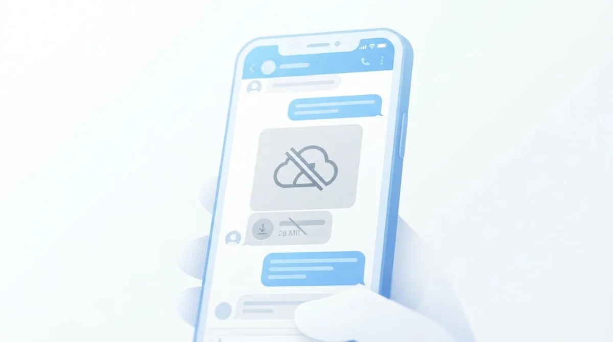 Smartphone με εικονίδιο σφάλματος λήψης φωτογραφίας σε εφαρμογή μηνυμάτων.