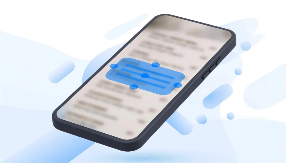 Σκούρο iPhone με μπλε επιλογή γραμμών σε φωτογραφία μενού.