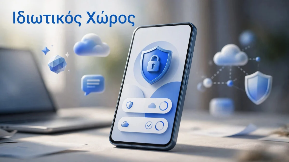 Smartphone με ασφαλές προφίλ εφαρμογών και διακριτικό λουκέτο.